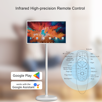 Portable Smart Touch Screen TV on Wheels (Android 12) | NDIS Bedside Media Hub
