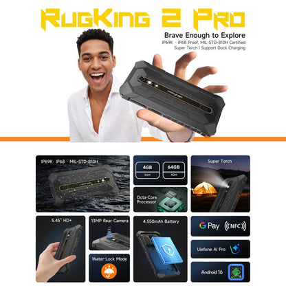 Ulefone RugKing 2 Pro | NDIS Compact Rugged Phone & AAC Aid