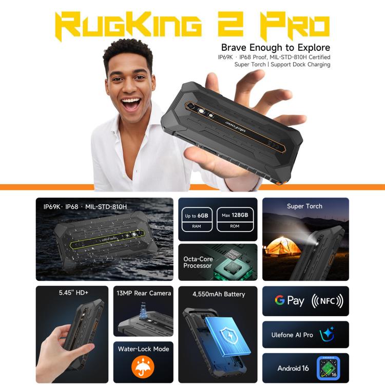 RugKing 2 Pro 5.45" Rugged 4G Phone 128GB | NDIS Communication Aid