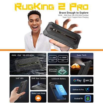 RugKing 2 Pro 5.45" Rugged 4G Phone 128GB | NDIS Communication Aid