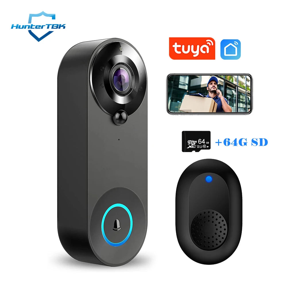 1080P Wireless Video Doorbell Camera - Smart Home Security with Motion Detection, Night Vision, and Two-Way Audio