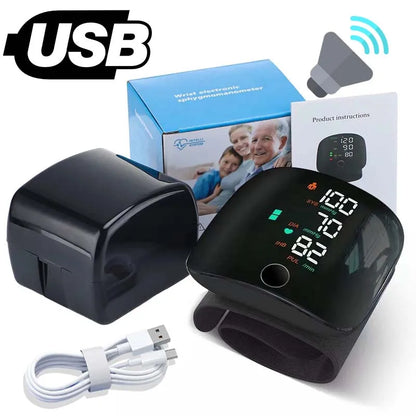 Rechargeable Wrist Blood Pressure Monitor with Voice Guidance – Accessible Health Monitoring