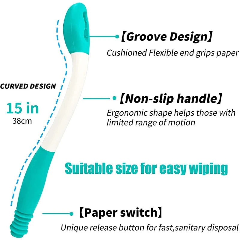 Toilet Tool Wiping Wand for Patient, Elderly, and Pregnant – 38cm Ergonomic Paper Suction Device