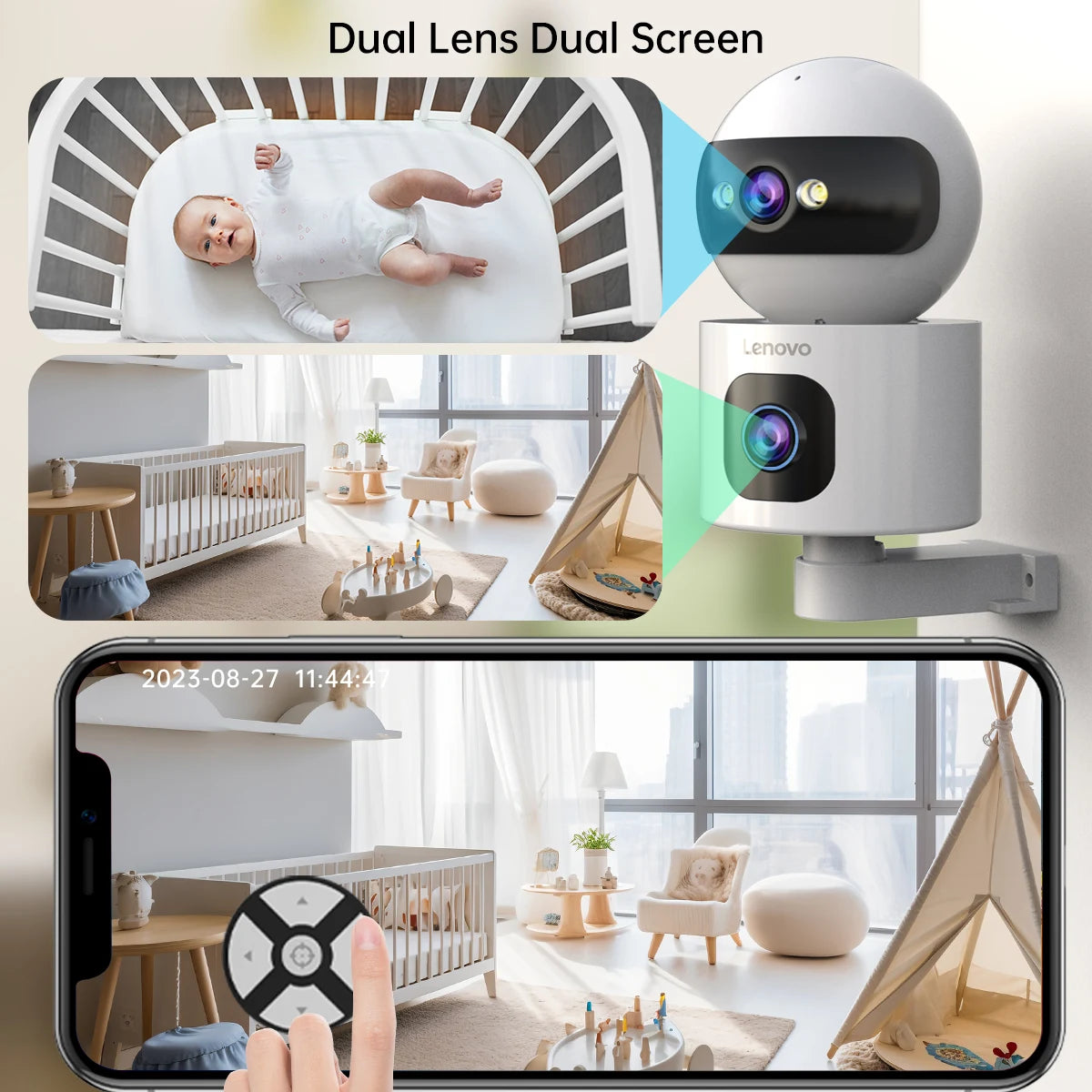 Camera with 5X Zoom and Auto Tracking - Dual Lens, 5G WiFi CCTV for Home, Baby Monitor, and Video Surveillance