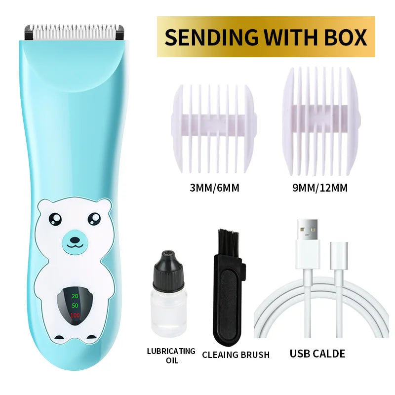 Ultra Quiet Baby Hair Clipper - Rechargeable, Waterproof, Low Noise Haircut Trimmer with 2 Guide Combs