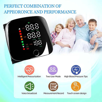 Rechargeable Wrist Blood Pressure Monitor with Voice Guidance – Accessible Health Monitoring