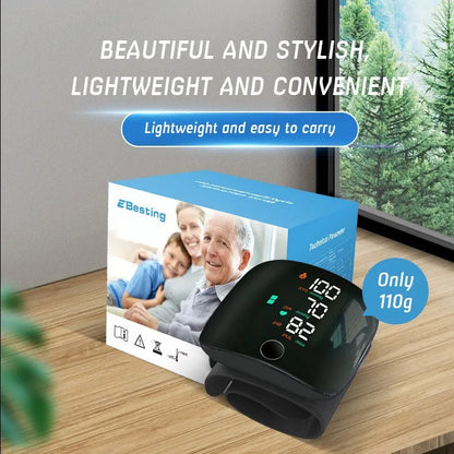 Rechargeable Wrist Blood Pressure Monitor with Voice Guidance – Accessible Health Monitoring