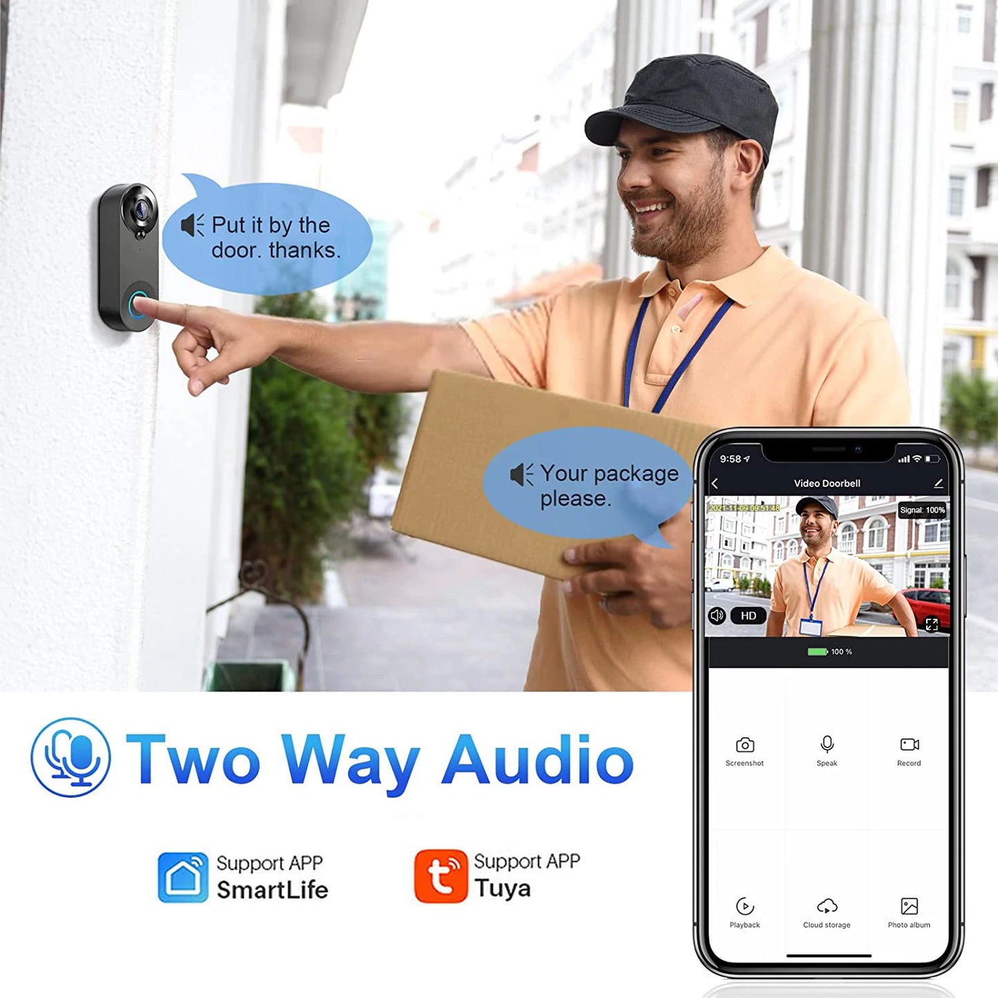 1080P Wireless Video Doorbell Camera - Smart Home Security with Motion Detection, Night Vision, and Two-Way Audio