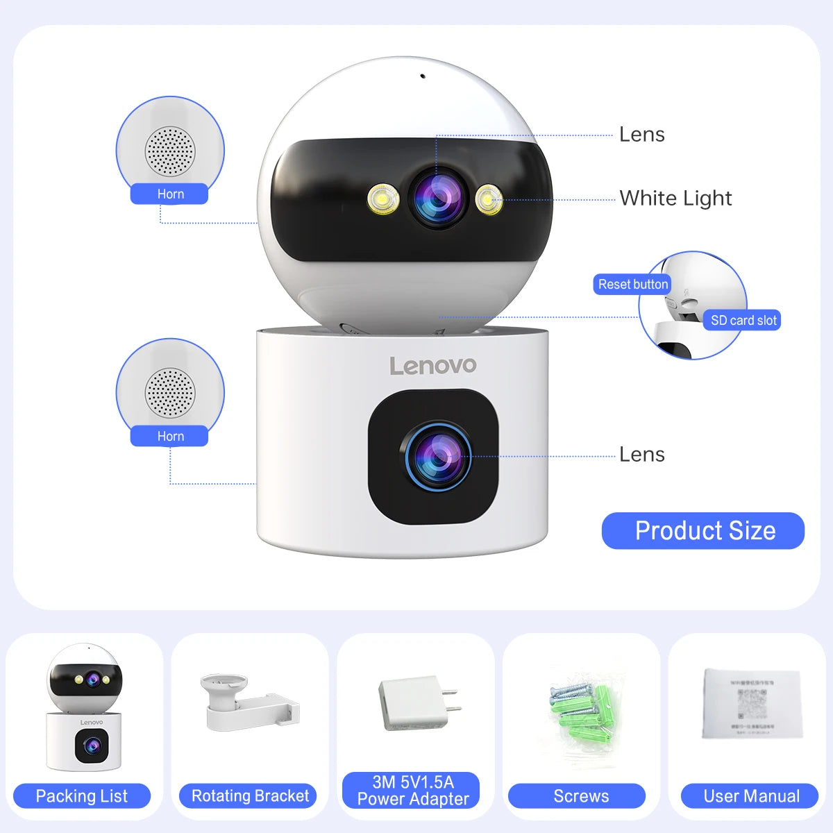 Camera with 5X Zoom and Auto Tracking - Dual Lens, 5G WiFi CCTV for Home, Baby Monitor, and Video Surveillance