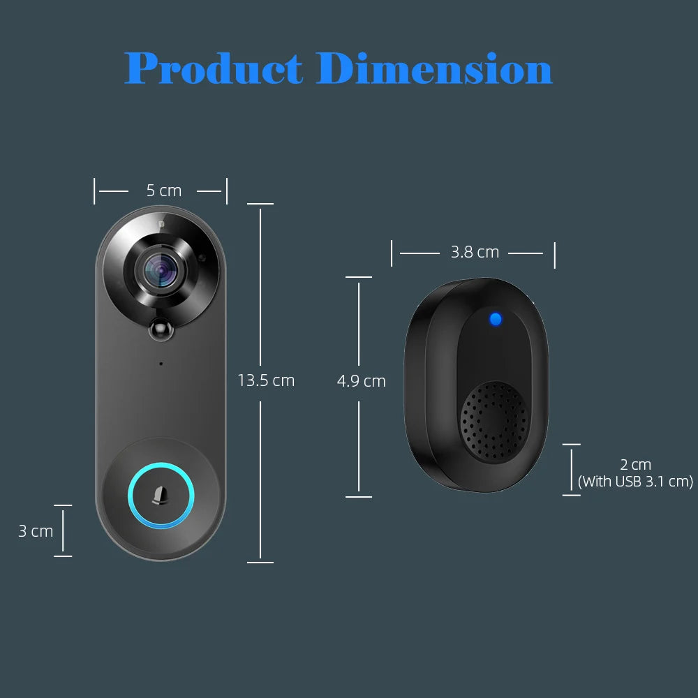 1080P Wireless Video Doorbell Camera - Smart Home Security with Motion Detection, Night Vision, and Two-Way Audio