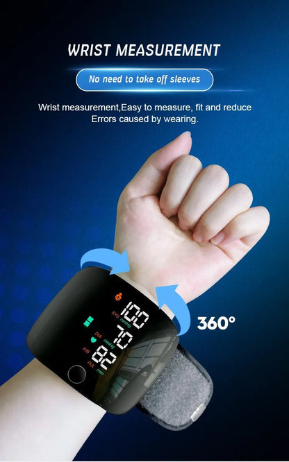 Rechargeable Wrist Blood Pressure Monitor with Voice Guidance – Accessible Health Monitoring