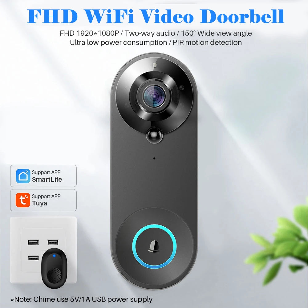 1080P Wireless Video Doorbell Camera - Smart Home Security with Motion Detection, Night Vision, and Two-Way Audio