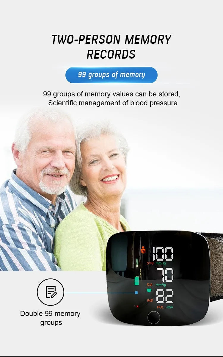 Rechargeable Wrist Blood Pressure Monitor with Voice Guidance – Accessible Health Monitoring