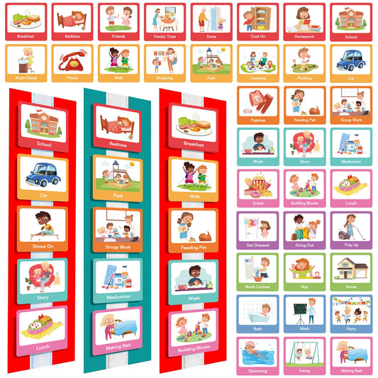 Children's Visual Time Chart – Non-Verbal Communication Daily Schedule Planning Cards