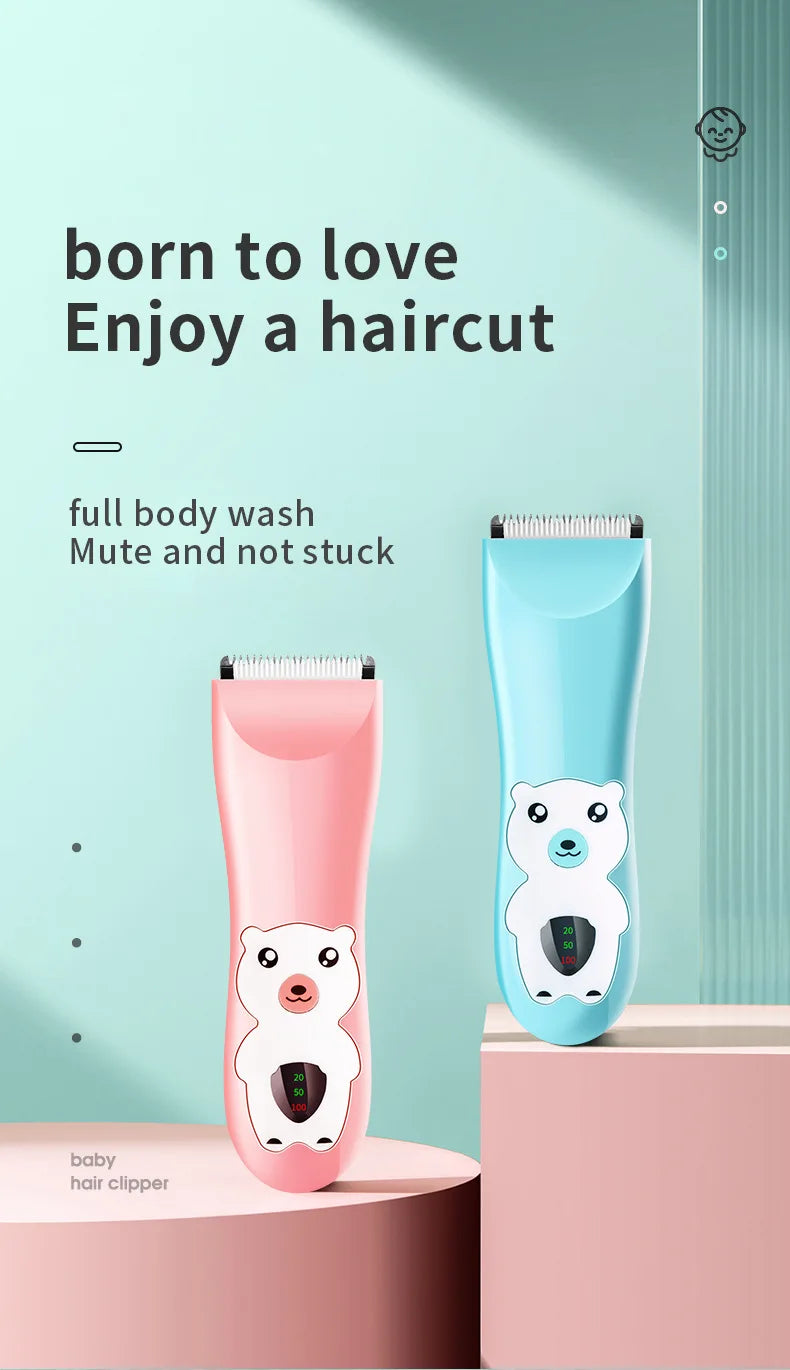 Ultra Quiet Baby Hair Clipper - Rechargeable, Waterproof, Low Noise Haircut Trimmer with 2 Guide Combs