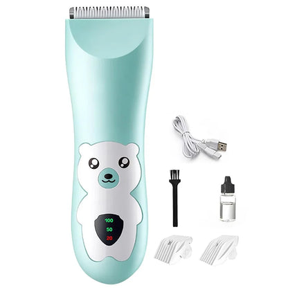 Ultra Quiet Baby Hair Clipper - Rechargeable, Waterproof, Low Noise Haircut Trimmer with 2 Guide Combs