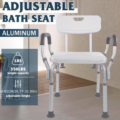 Adjustable Medical Shower Aluminium Aid Chair with Arms and Backrest - Height Adjustable