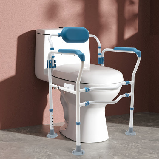 Adjustable Handicap Toilet Support Frame with Grab Rail - Height Adjustable