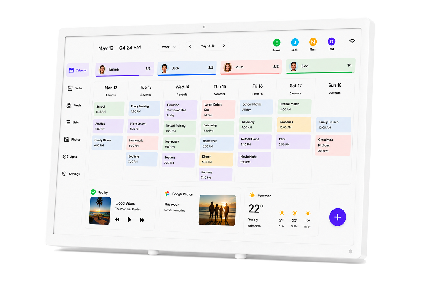 15.6" Smart Touchscreen Planner | NDIS Routine & Cognitive Aid