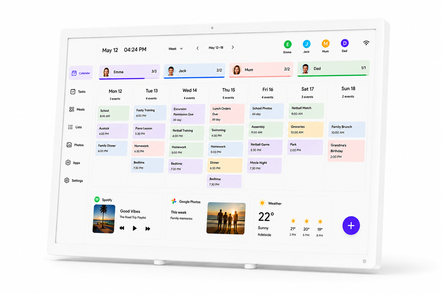 15.6" Smart Touchscreen Planner | NDIS Routine & Cognitive Aid