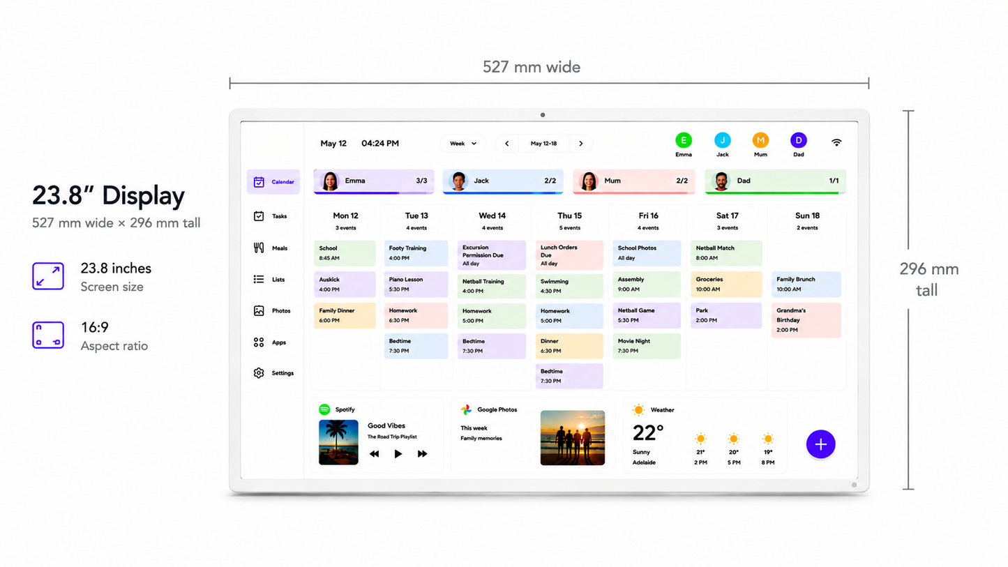 DayNest Plus 24" Digital Routine Hub | NDIS Cognitive & Schedule Aid